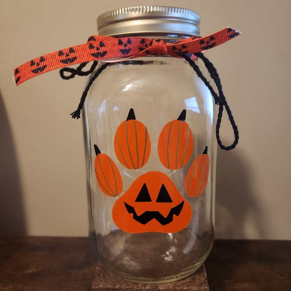 HALLOWEEN DOG TREAT MASON JAR, NEW